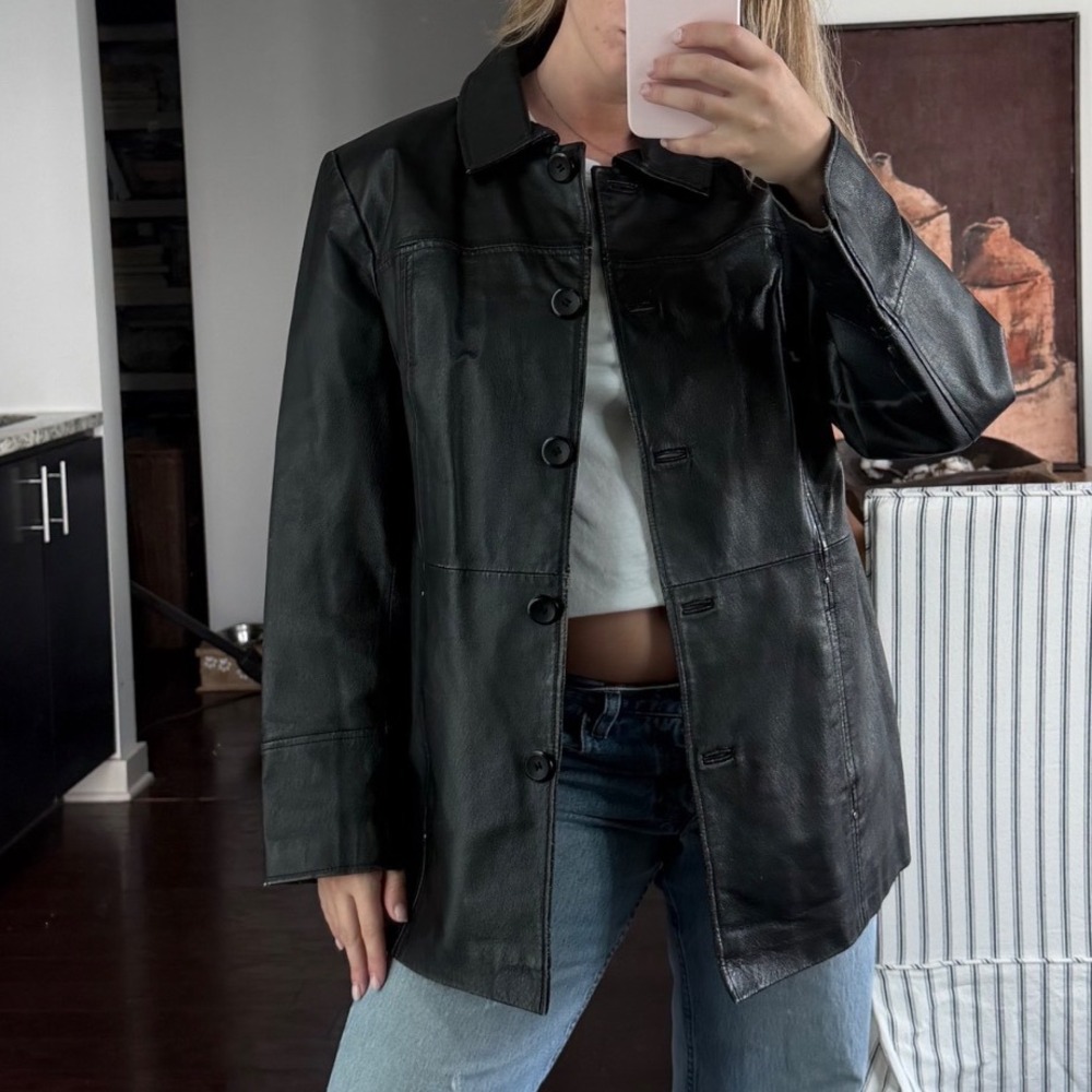 Vintage Y2K Genuine Leather Black Classic Jacket
